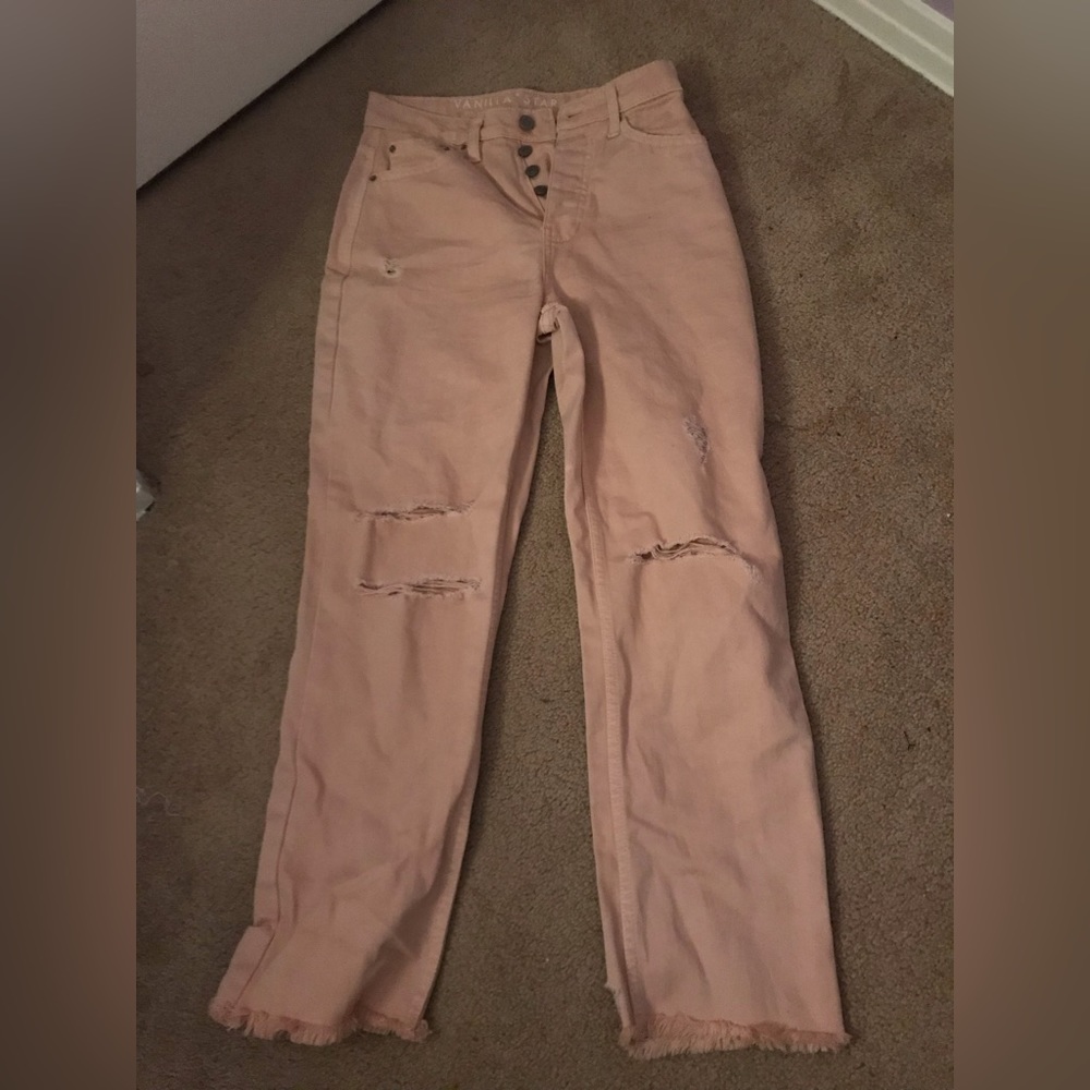 pink straight leg jeans